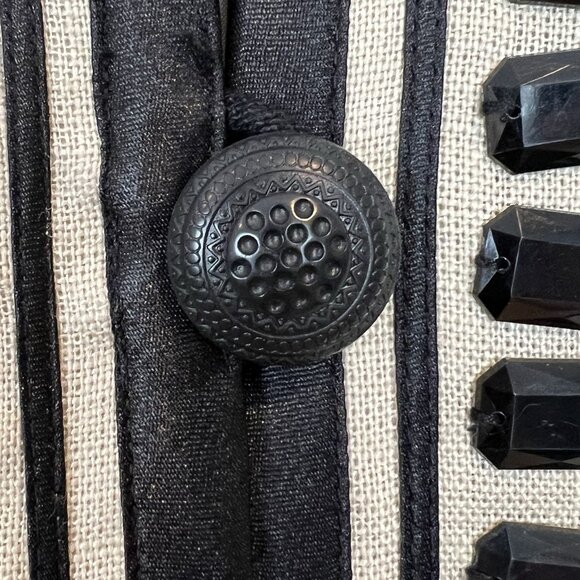 Linea Louis Dell'Olio Jacket Blazer Women Plus 1X Linen Cream Black Beaded - Picture 6 of 8